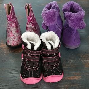 Three girls boots size 3 toddler